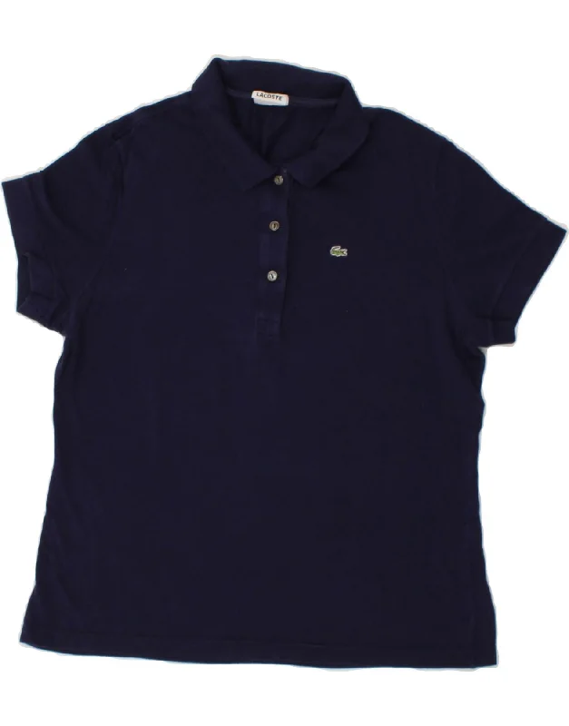 LACOSTE Womens Polo Shirt Size 48 XL Navy Blue Cotton Classic Short Sleeve Blouse