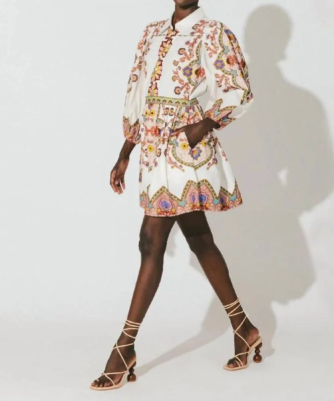 Leigh Mini Dress In Lagos Print Elegant Off-Shoulder Dress Mini