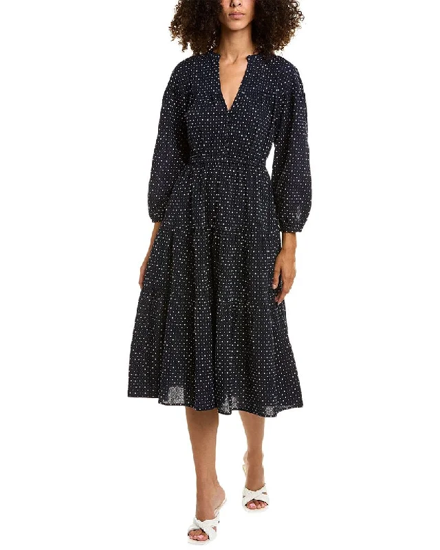 Madewell Dobby V-Neck Tiered Midi Dress Fashionable Shift Midi Dress