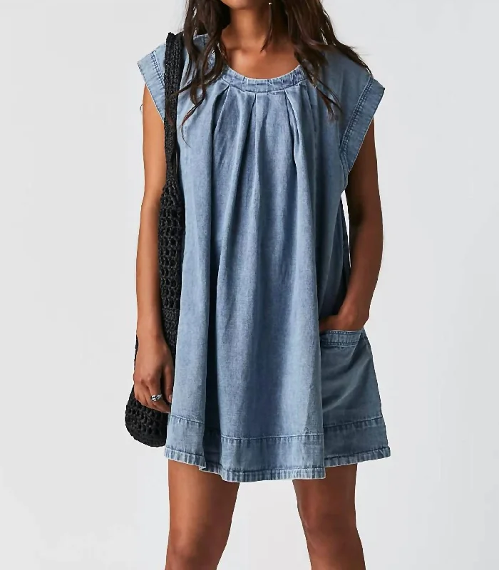 Marcel Mini Dress In Lakeside Comfortable Smocked Mini Dress