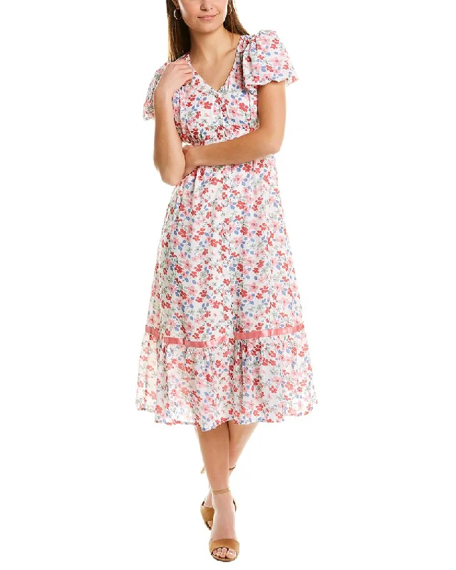 Moonsea Floral Midi Dress Stylish Satin Midi Dress