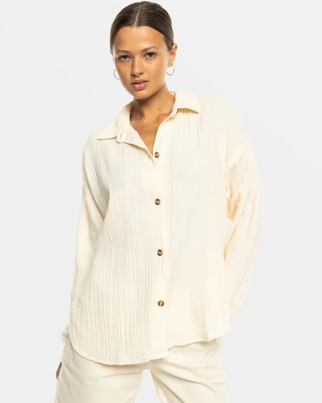 Morning Time L/S Shirt Cozy Plain Short Sleeve