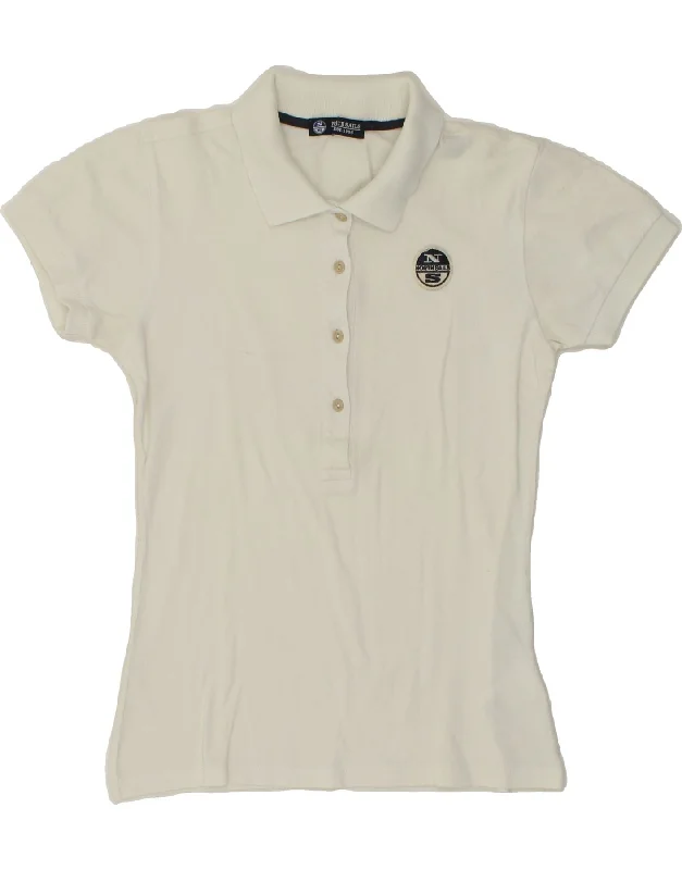 NORTH SAILS Womens Polo Shirt UK 10 Small White Cotton Cozy Cotton Short Tee