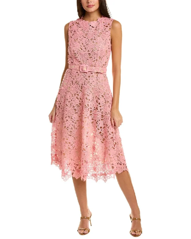 Oscar de la Renta Floral Lace Midi Dress Stylish Vintage Midi Dress