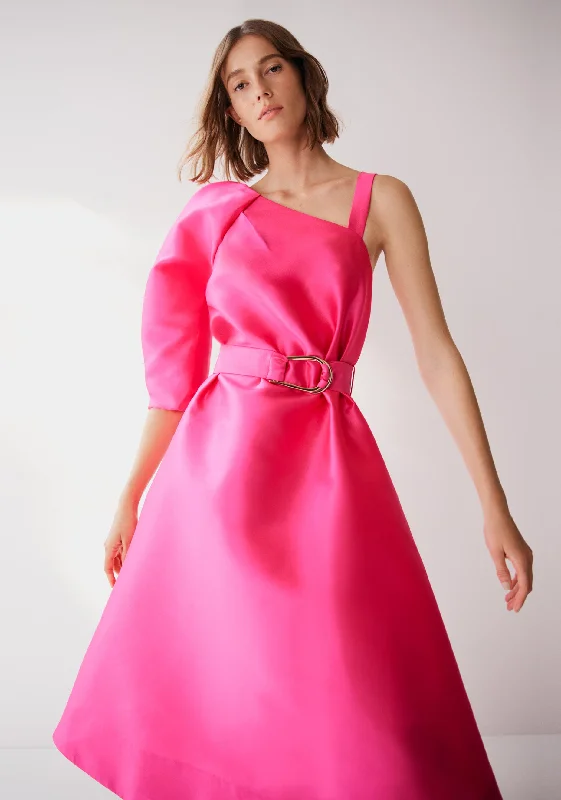 Pernille Midi Dress_Pink Comfortable Draped Midi Dress