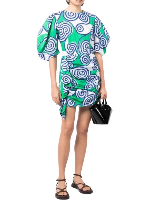 Pia Mini Dress In Lagoon Multicolor Chic Mini Dress with V-Neck