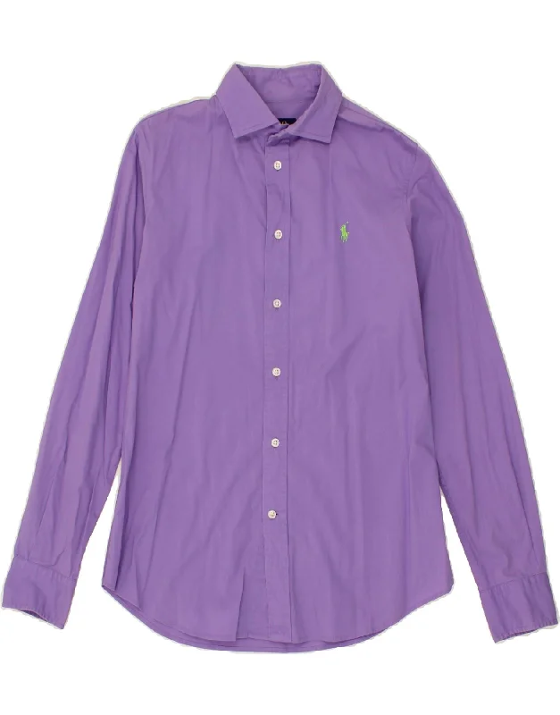 POLO RALPH LAUREN Womens Shirt US 8 Medium Purple Cotton Trendy Short Sleeve Tunic