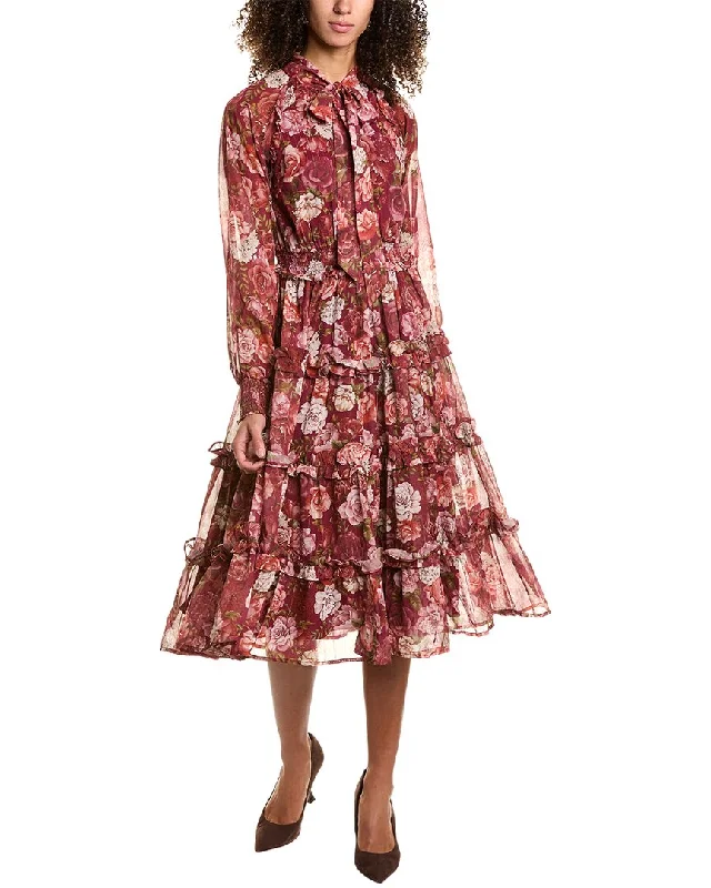 Rachel Parcell Smocked Midi Dress Chic Floral Print Midi Dress