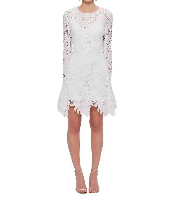 Selena Lace Mini Dress In Snow Trendy Crossover Mini Dress