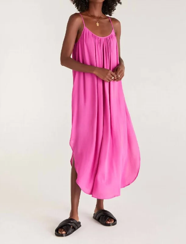 Tiana Crinkle Midi Dress In Rose Violet Comfortable Wrap Midi Dress