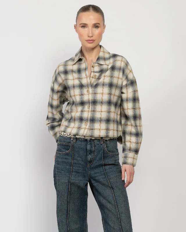 Esme Plaid Shirt Relaxed Fit Short Blouse