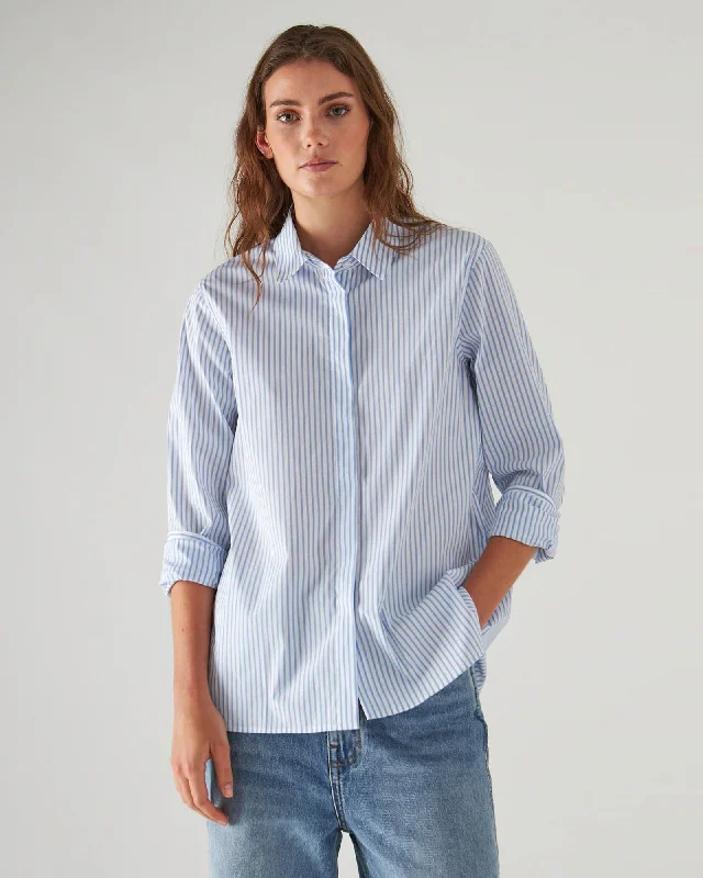 Cotton Stretch Striped Shirt Cozy Summer Short Shirt