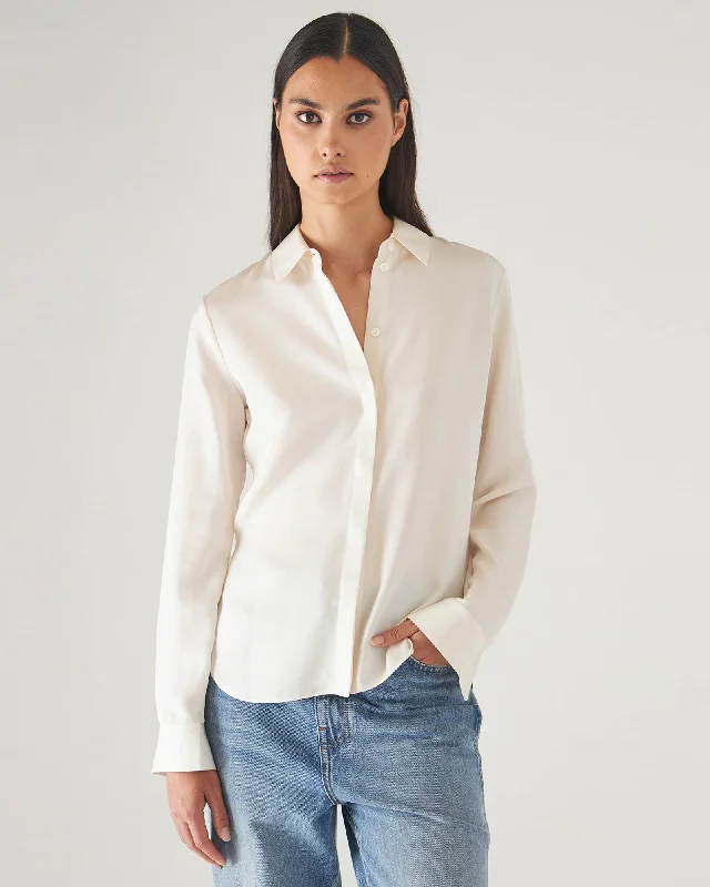 Silk Classic Shirt Relaxed Fit Short Blouse