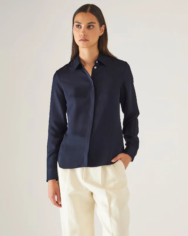 Silk Classic Shirt Elegant Silk Short Shirt