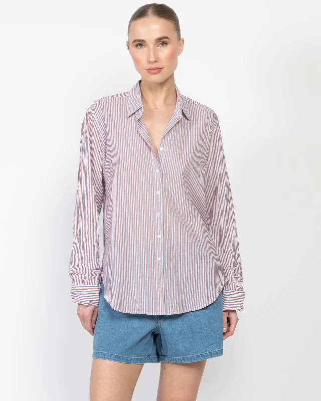 Beau Stripe Shirt Cozy Plain Short Sleeve