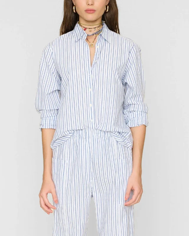 Beau Stripe Shirt Classic Cropped Short Sleeve