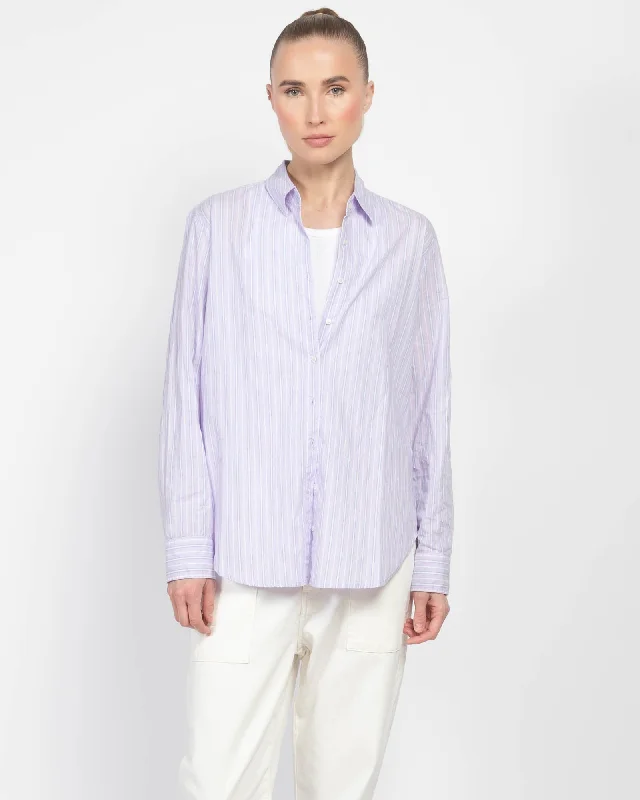 Beau Stripe Shirt Fashionable Draped Short Sleeve