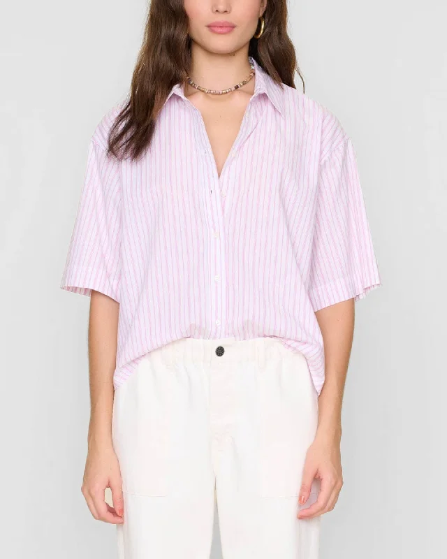 Gracie Stripe Shirt Cozy Striped Short Sleeve