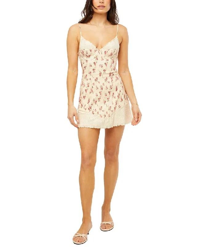 WeWoreWhat Lace Peplum Corset Linen-Blend Mini Dress Comfortable Bodycon Mini Dress