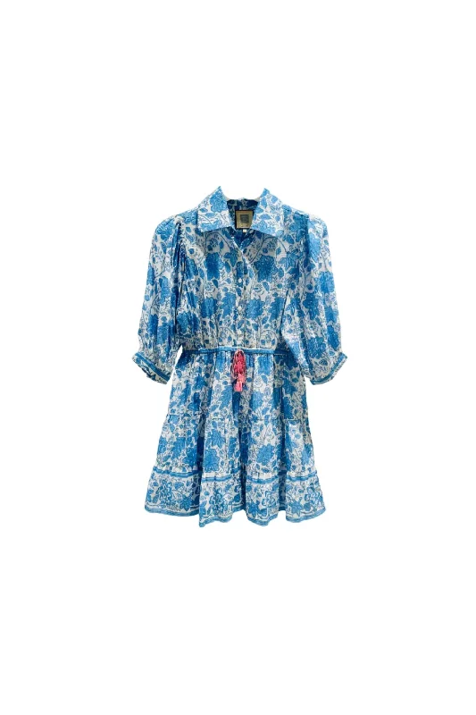 Women's Blair Mini Dress In Blue Floral Trendy Wraparound Mini Dress