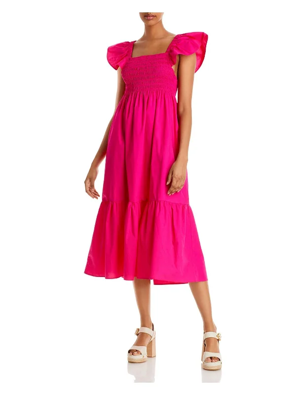 Womens Cotton Long Midi Dress Comfortable Draped Midi Dress