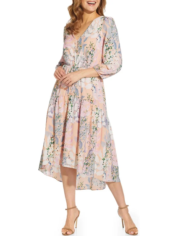 Womens Floral Calf Midi Dress Trendy Knit Midi Dress