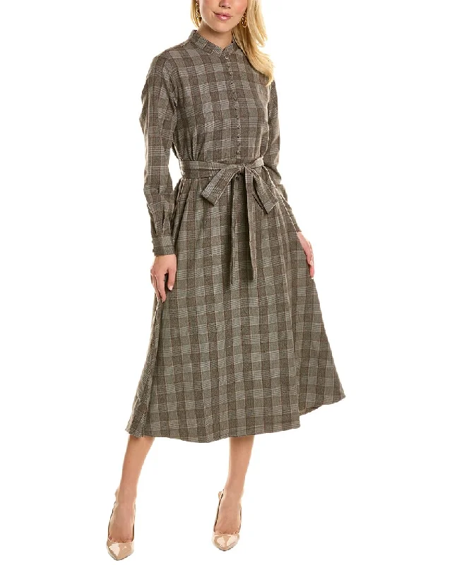 YAL New York Glen Plaid Midi Dress Comfortable Empire Waist Midi Dress