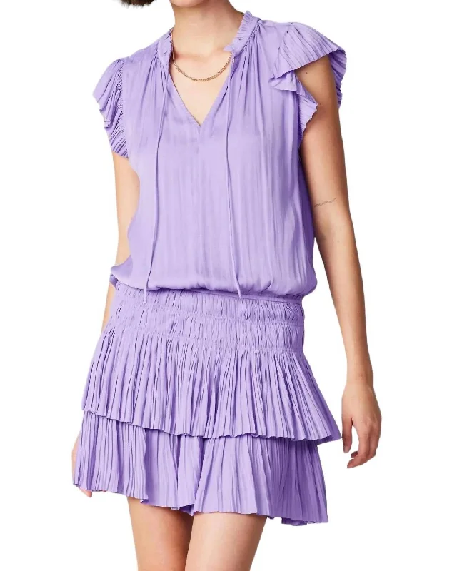 Zoey Pleated Mini Dress In Lavender Stylish Spaghetti Strap Mini Dress