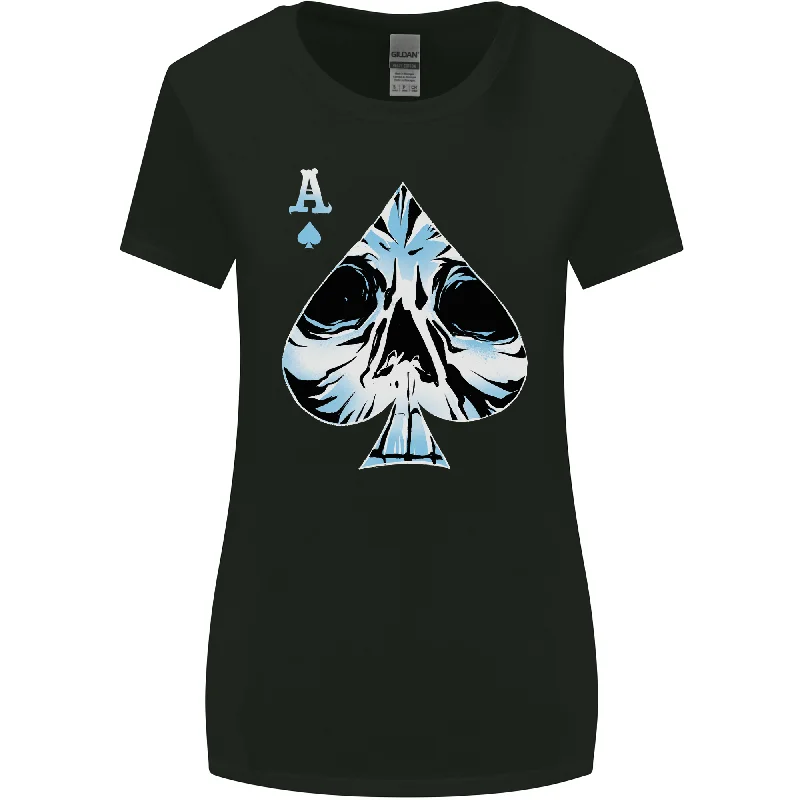 Ace of Spades Skull Womens Wider Cut T-Shirt Zippered Front Buttoned Front Snap Front Ace of Spades Skull Womens Wider Cut T-Shirt Zippered Front Buttoned Front Snap Front