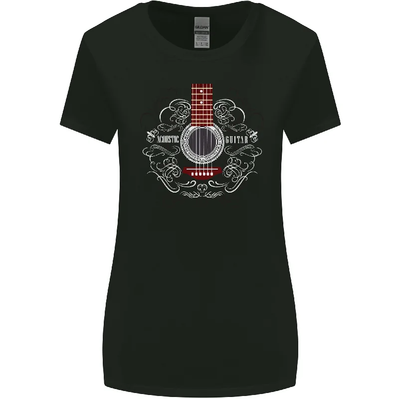 Acoustic Guitar Swirls Womens Wider Cut T-Shirt Spandex Blend Rayon Blend Denim Blend Acoustic Guitar Swirls Womens Wider Cut T-Shirt Spandex Blend Rayon Blend Denim Blend