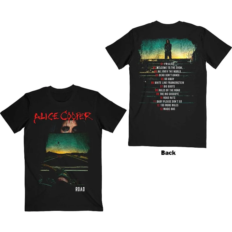Alice Cooper | Official Band T-Shirt | Road Cover Tracklist (Back Print) Oversized T-Shirt Spandex breathable Alice Cooper | Official Band T-Shirt | Road Cover Tracklist (Back Print) Oversized T-Shirt Spandex breathable