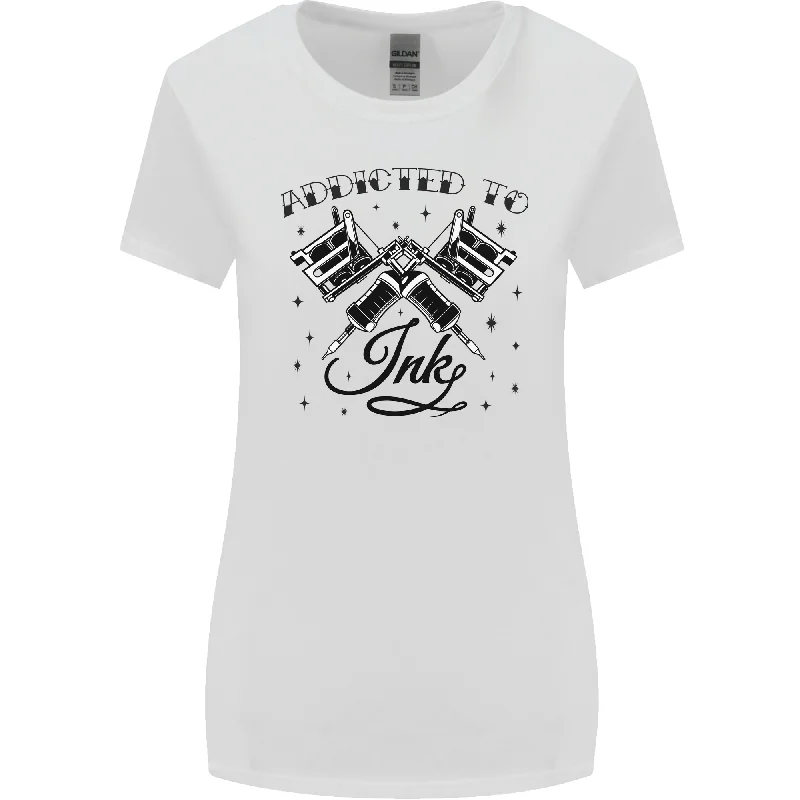 Addicted to Ink Tattoo Artist Tats Womens Wider Cut T-Shirt Hooded Caped Shawl Collar Addicted to Ink Tattoo Artist Tats Womens Wider Cut T-Shirt Hooded Caped Shawl Collar