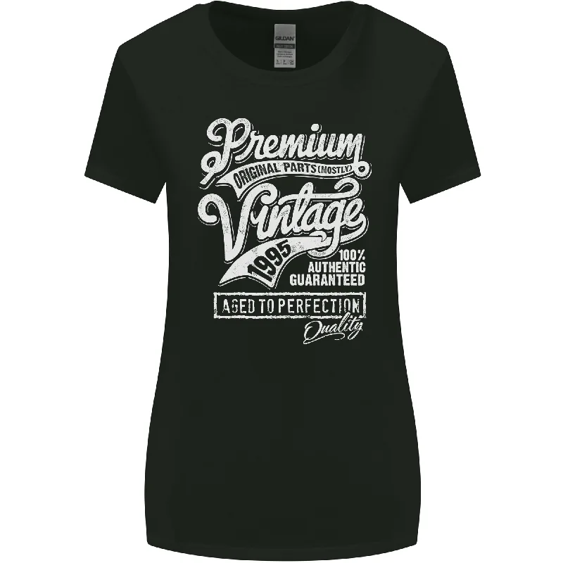 Aged to Perfection Vintage 28th Birthday 1995 Womens Wider Cut T-Shirt Zippered Buttoned Snapped Aged to Perfection Vintage 28th Birthday 1995 Womens Wider Cut T-Shirt Zippered Buttoned Snapped
