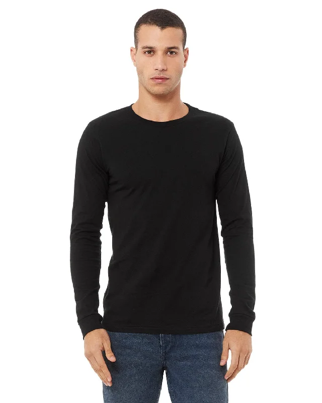 Bella+Canvas Long Sleeve Jersey T-Shirt | Black Anti-Shrink Durable Soft