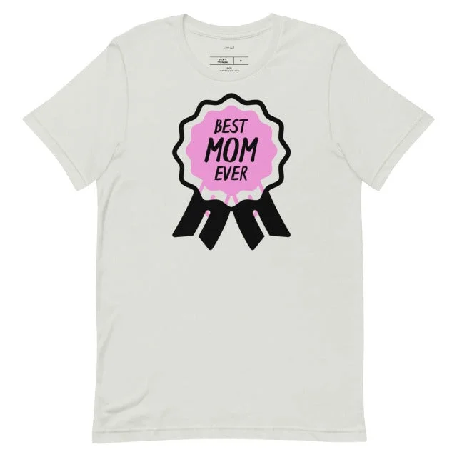 Best Mom Ever Ribbon T-Shirt Spandex Blend Rayon Blend Denim Blend