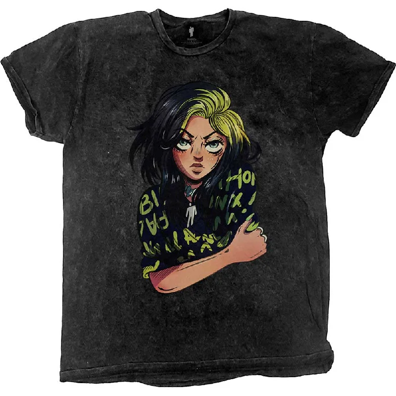 Billie Eilish | Official T-Shirt | Anime Billie Dip-Dye Cotton Fabric Linen Fabric Terry Fabric