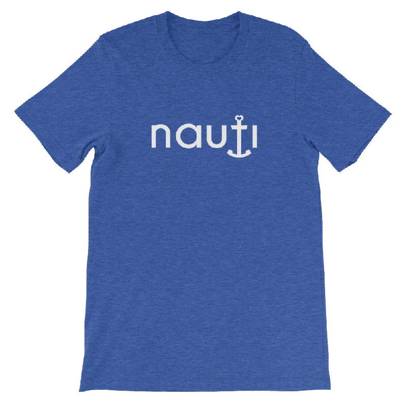 Woman's "NAUTI" Anchor Boyfriend's Soft Loose Cotton T-Shirt in Black, Mint, Blue and White with White Logo Faux Fur Fabric Real Fur Fabric Shearling Fabric