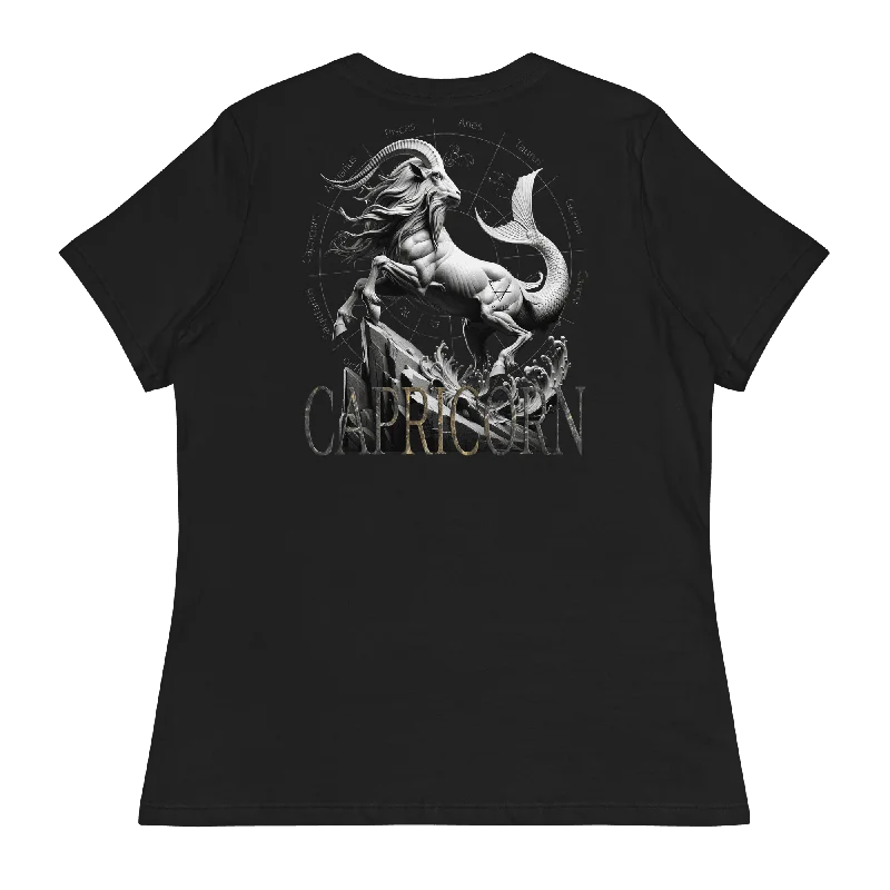 Deadpan Couture Zodiac "Capricorn" Women's Relaxed T-Shirt Terry Blend Velvet Blend Canvas Blend