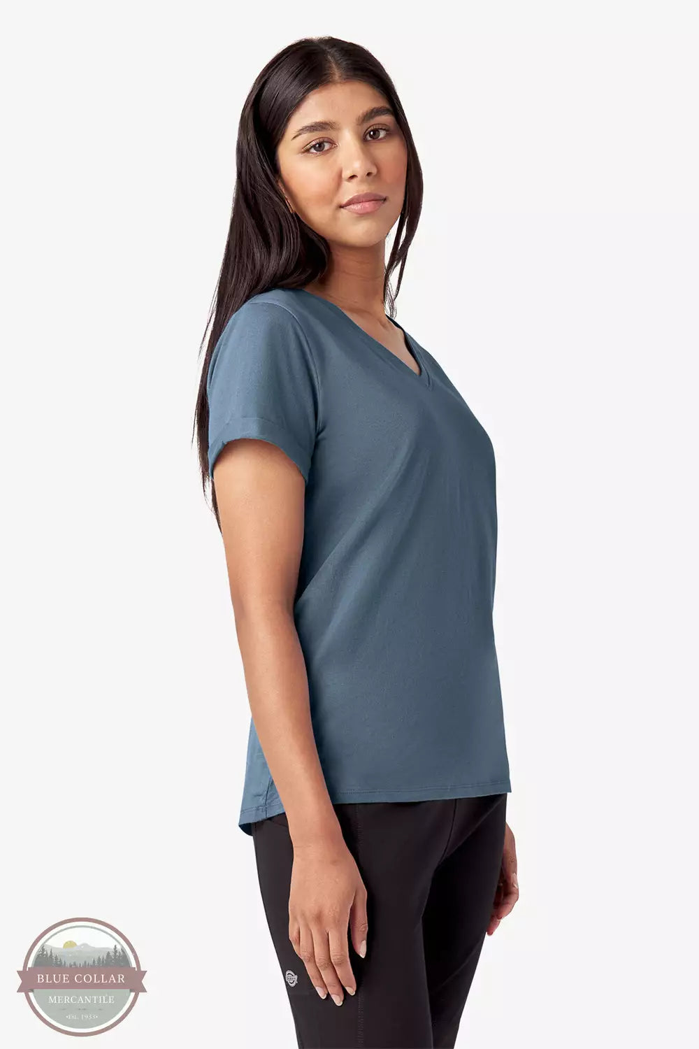 FS306 V-Neck T-Shirt Welt Pockets Slit Pockets Flap Pockets