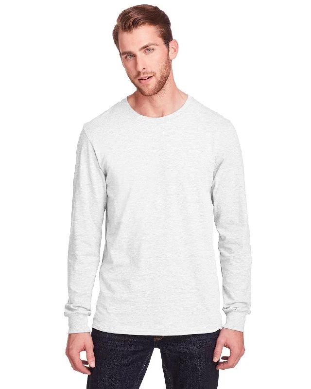 Fruit of the Loom Adult ICONIC Long Sleeve T-Shirt | White Asymmetrical Pockets Print Fruit of the Loom Adult ICONIC Long Sleeve T-Shirt | White Asymmetrical Pockets Print