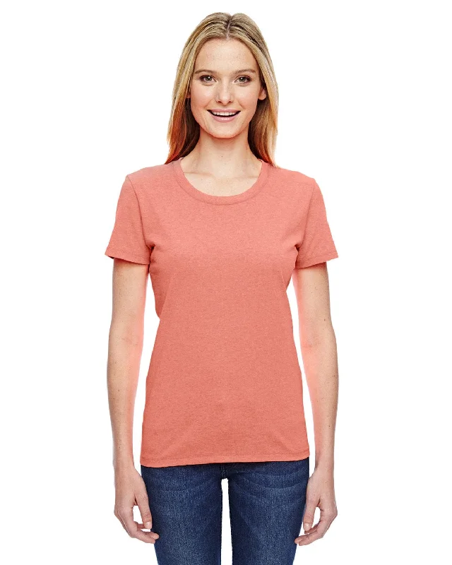 Fruit of the Loom Ladies Heavy Cotton T-Shirt | Retro Htr Coral Sequined Glittery Shiny Fruit of the Loom Ladies Heavy Cotton T-Shirt | Retro Htr Coral Sequined Glittery Shiny
