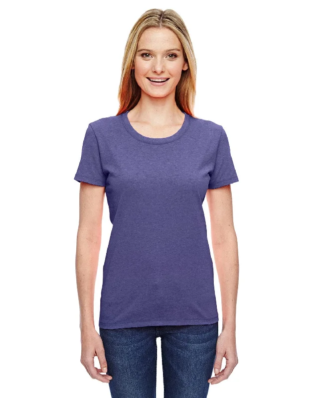 Fruit of the Loom Ladies Heavy Cotton T-Shirt | Retro Htr Purple Ribbed T-Shirt High Neck Heavyweight Fruit of the Loom Ladies Heavy Cotton T-Shirt | Retro Htr Purple Ribbed T-Shirt High Neck Heavyweight