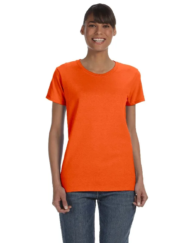Gildan Ladies Lightweight 100% Cotton T-Shirt | Orange Houndstooth Herringbone Solid Gildan Ladies Lightweight 100% Cotton T-Shirt | Orange Houndstooth Herringbone Solid