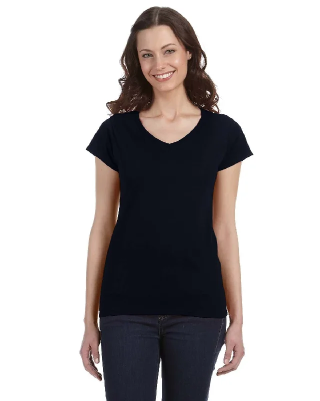 Gildan Ladies SoftStyle V-Neck T-Shirt | Black Elasticated Padded Insulated