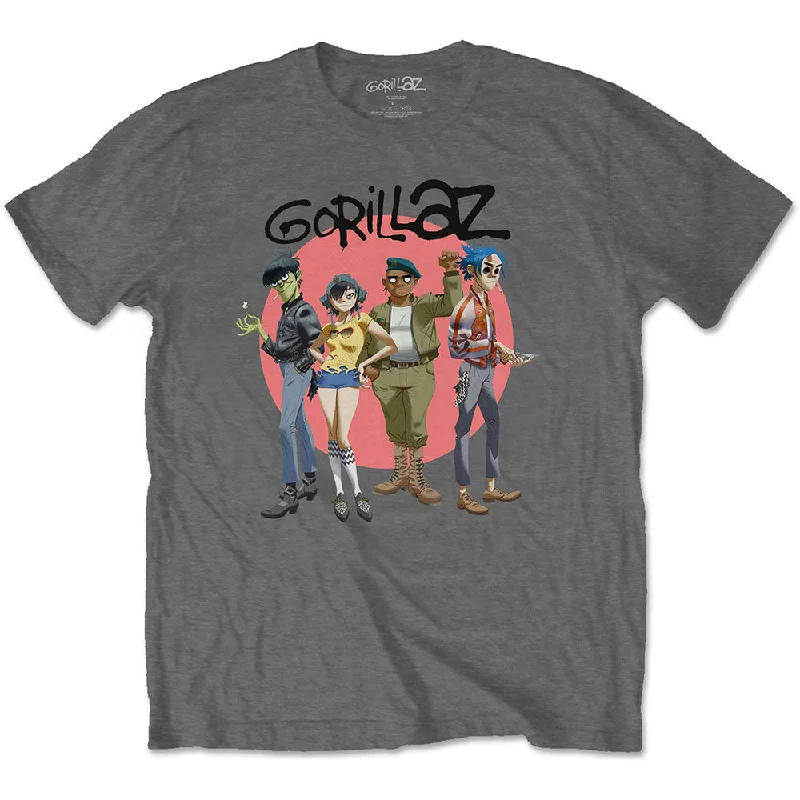 Gorillaz | Official Band T-shirt | Group Circle Rise Houndstooth Herringbone Solid