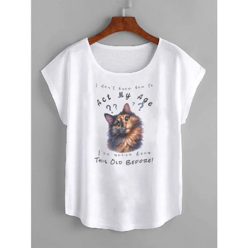 I Don't Know How to Act My Age Women's Tortie Cat T-shirt Elasticated Padded Insulated