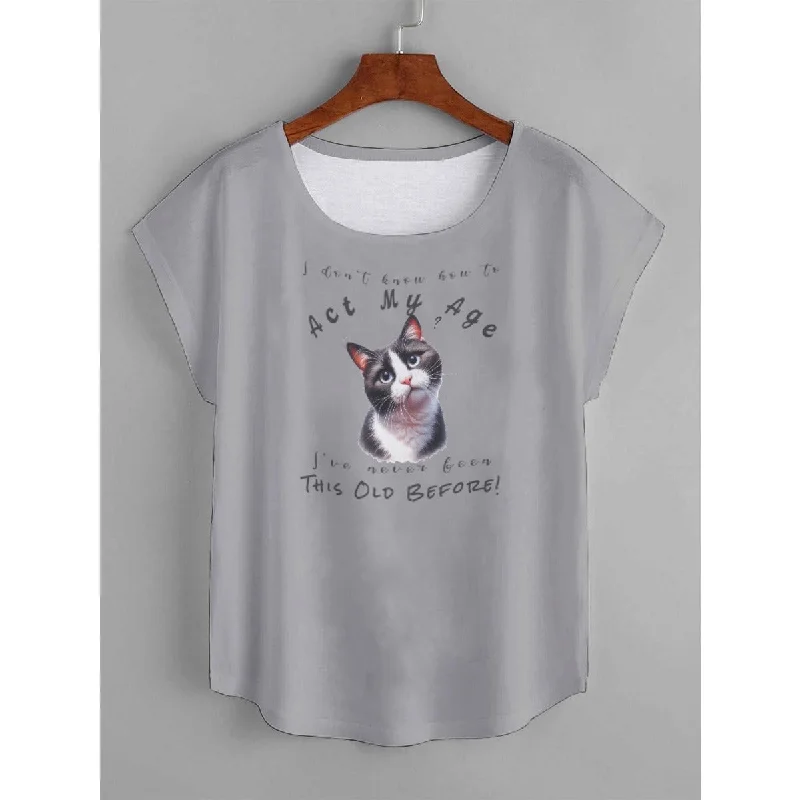 I Don't Know How to Act My Age Women's Tuxedo Cat T-shirt Mesh Blend Leather Blend Suede Blend