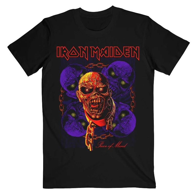 Iron Maiden | Official Band T-Shirt | Piece of Mind Multi Head Eddie Hooded Caped Shawl Collar Iron Maiden | Official Band T-Shirt | Piece of Mind Multi Head Eddie Hooded Caped Shawl Collar