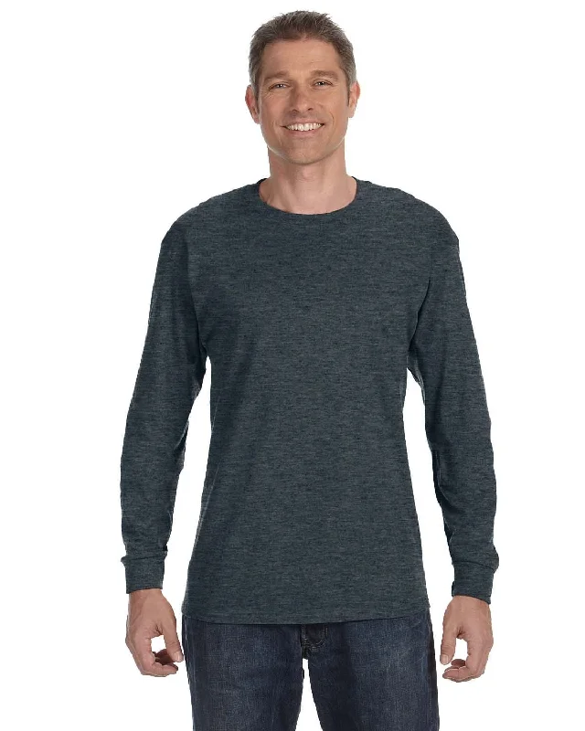 Jerzees DRI-POWER ACTIVE Long Sleeve T-Shirt | Black Heather Denim Fabric Leather Fabric Suede Fabric Jerzees DRI-POWER ACTIVE Long Sleeve T-Shirt | Black Heather Denim Fabric Leather Fabric Suede Fabric