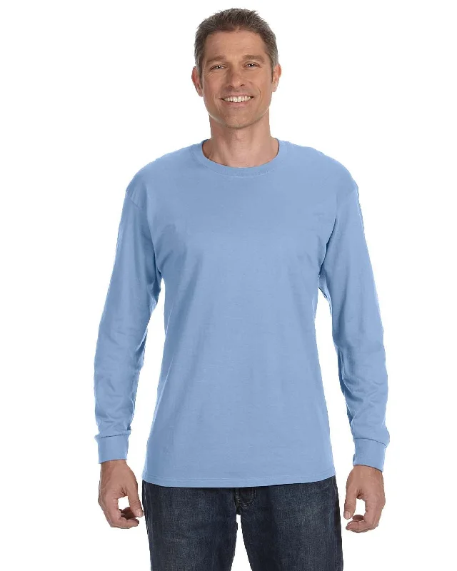 Jerzees DRI-POWER ACTIVE Long Sleeve T-Shirt | Light Blue Solid Color Striped Floral Jerzees DRI-POWER ACTIVE Long Sleeve T-Shirt | Light Blue Solid Color Striped Floral